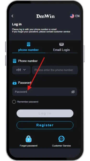 Enter password to login